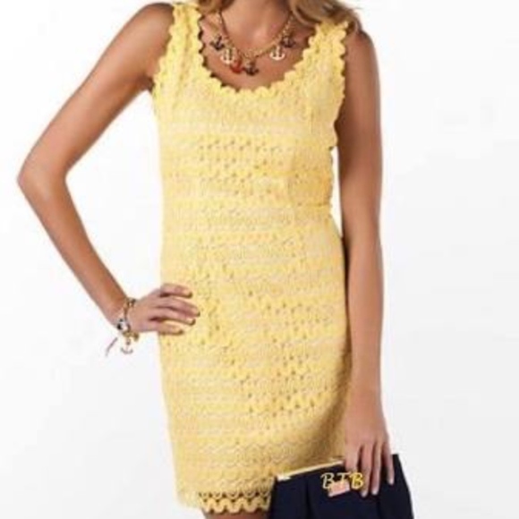 Lilly Pulitzer Dresses & Skirts - Lilly Pulitzer Lonnie Lace yellow Dress 12